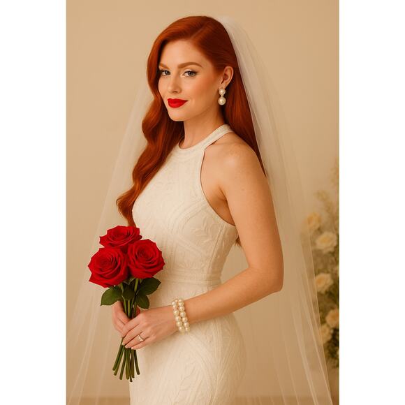 Lulus White Beaded Sequin Halter Gown Dress Bridal Formal Maxi NWT Size Small - Picture 6 of 11